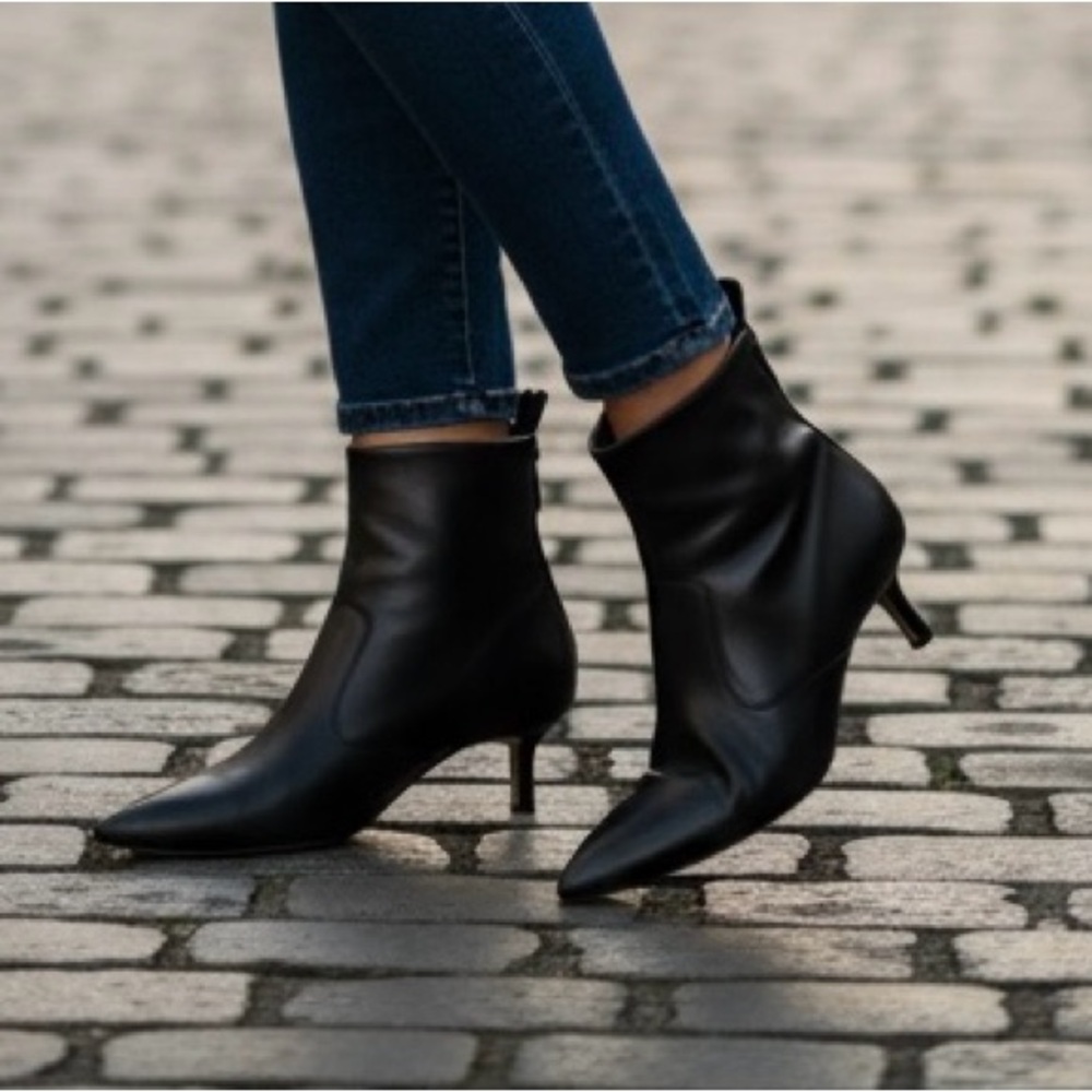 Franco Sarto Kura Ankle Booties Pointed toe kitten heel‎ leather Size 8M